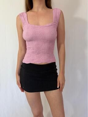 Baby Pink Free People Milkmaid Summer Square Neck Tank Top